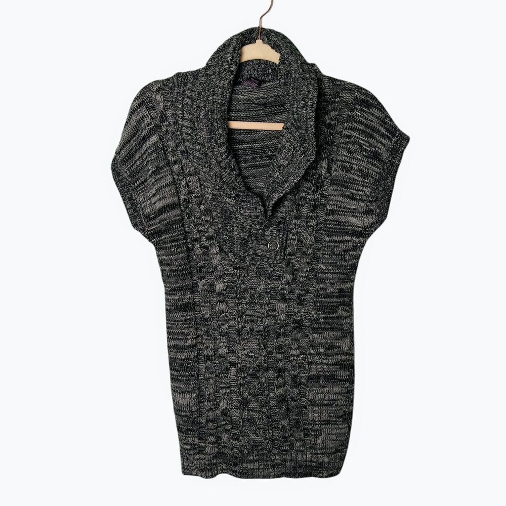 HOOKED UP by‎ IOT Girls XL Gray Short Sleeve Knit Tunic Top Sweater Cowl Neck
